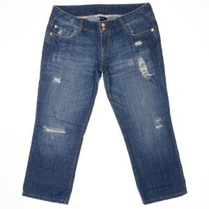 Vanity Jeans Womens Size 31 Crop Low Rise Distressed Cotton Measures 35 x 24.5